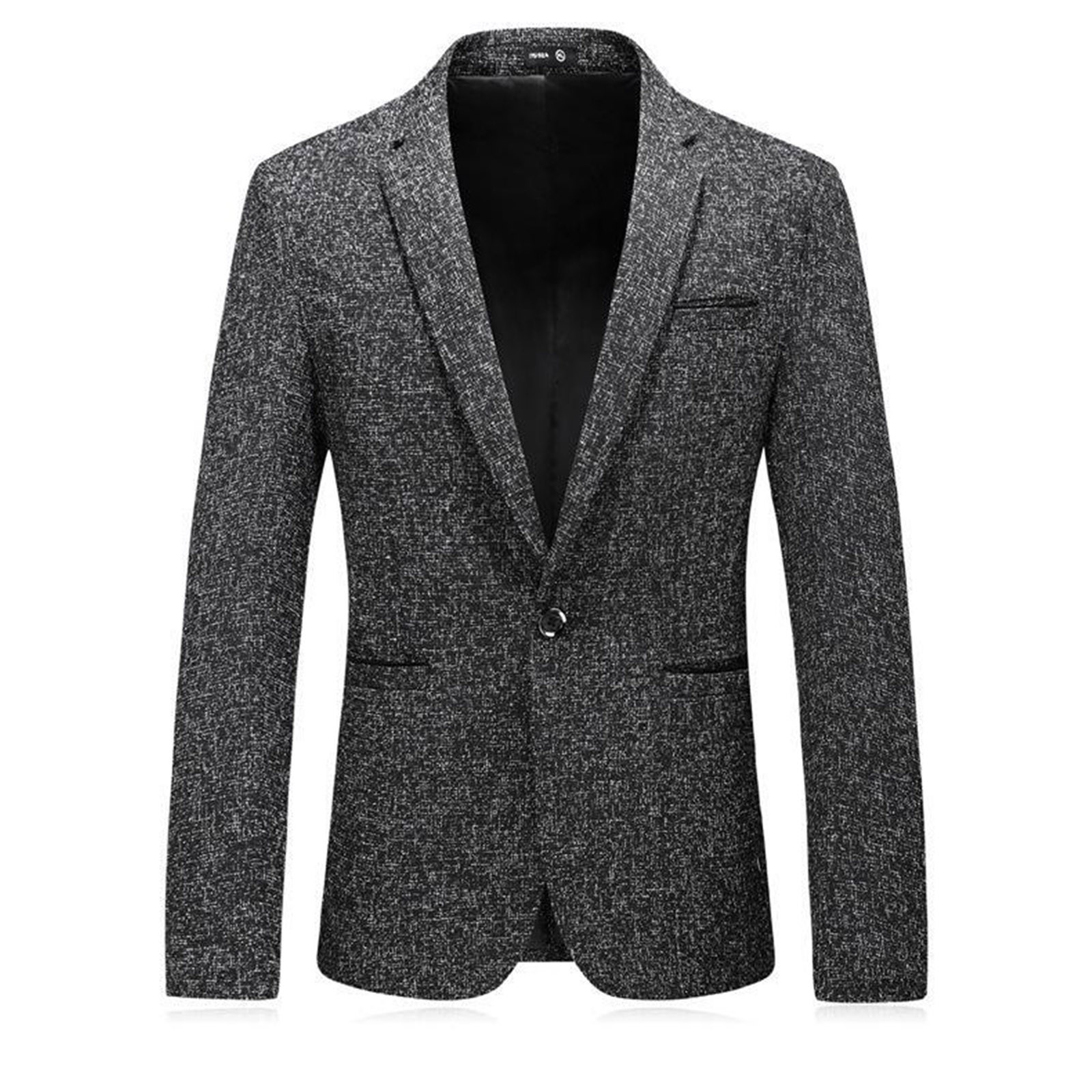 BOBOGOJP Mens Herringbone Blazer Vintage Tweed Wool Blend Sport Coat Jacket (Black,185)
